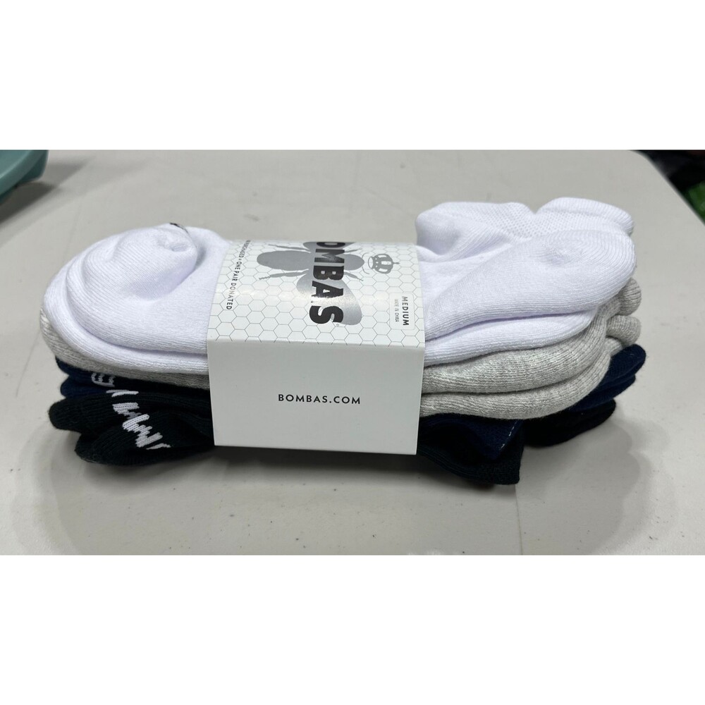 4 Pack Bombas Mens Womens Unisex Ankle Socks Black Blue Gray Size Medium NEW - Picture 2 of 5